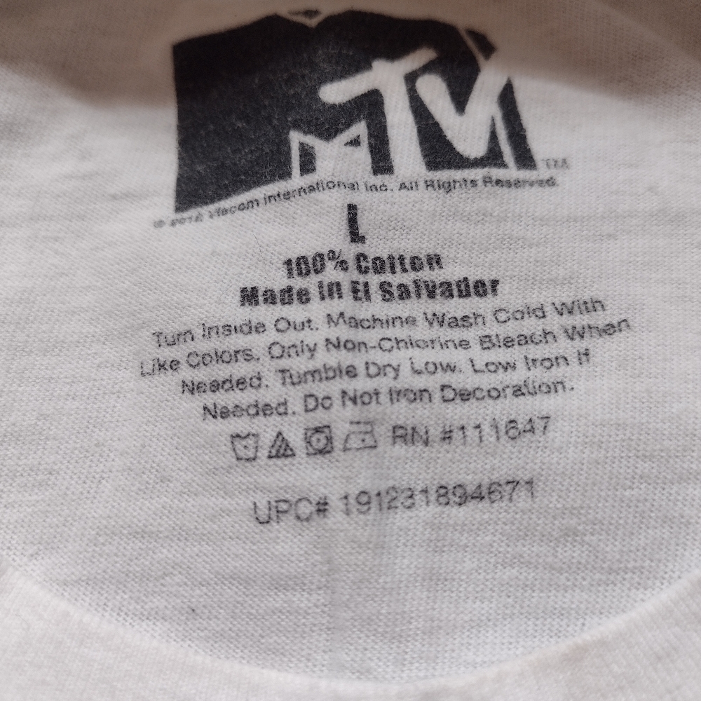 Vintage Youth Y2K Retro Style MTV Tie Dye Logo Short Sleeve White Graphic Tee - Picture 2 of 7
